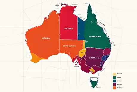 Map of Australia highlighting the different states and territories