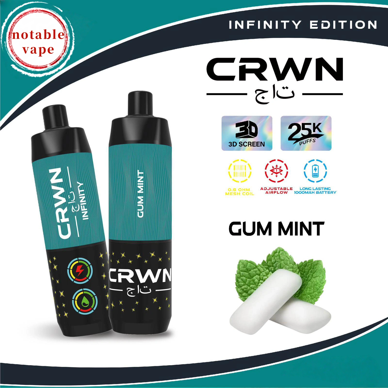 armidale tobacconist Crwn Infinity Gum Mint 25000