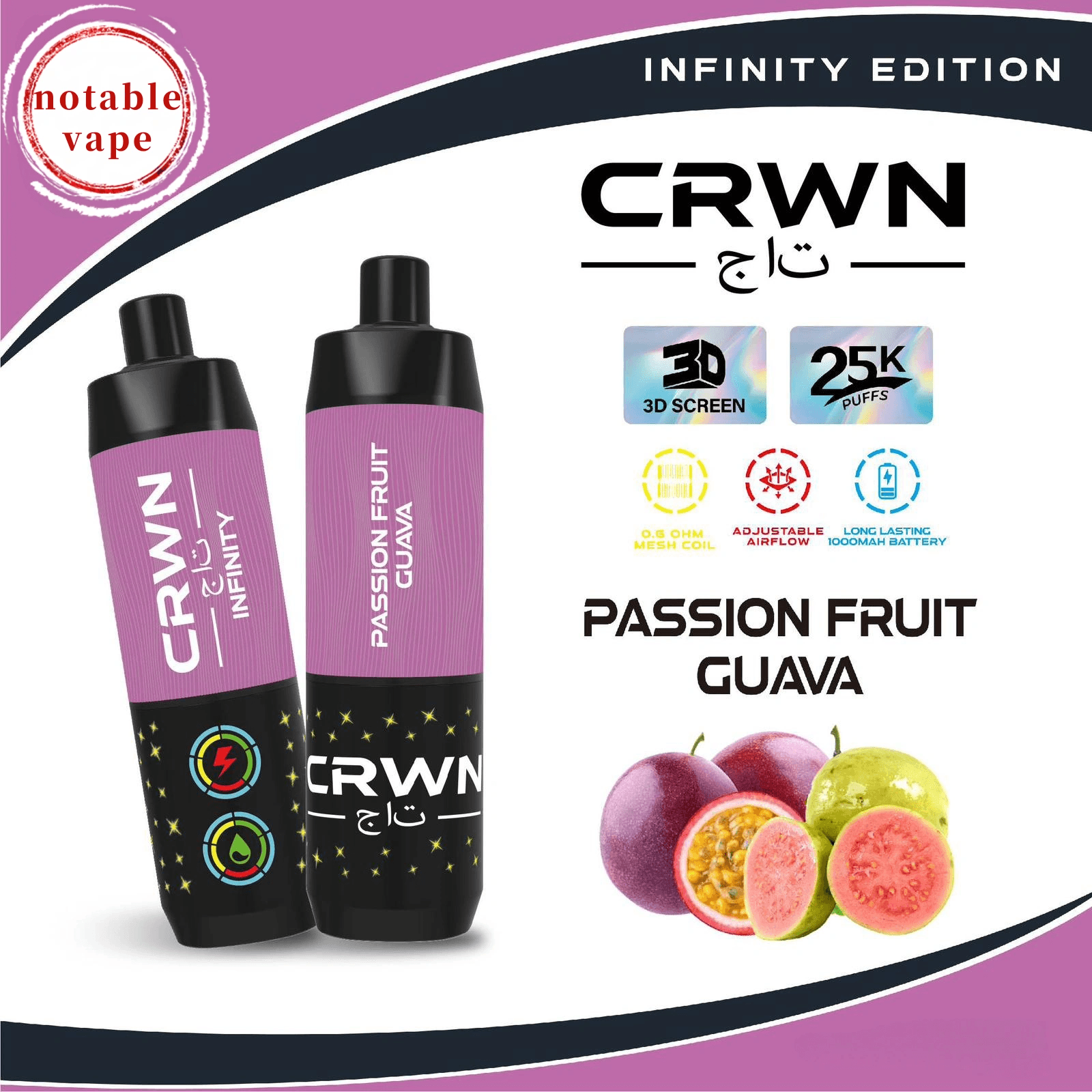HQD Bar recharging setup with Crwn Infinity Passion Fruit Guava