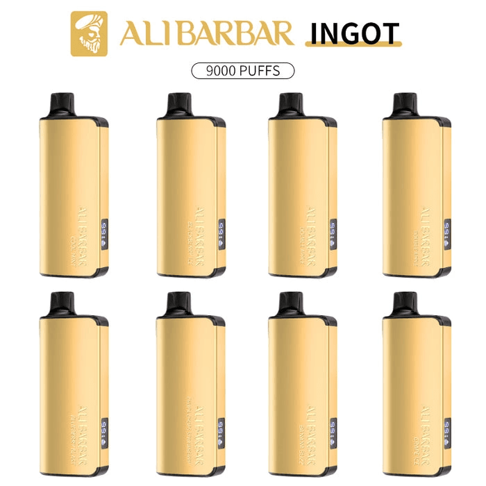 Red Bull wholesale fridge next to Alibarbar Ingot 9000 vape display