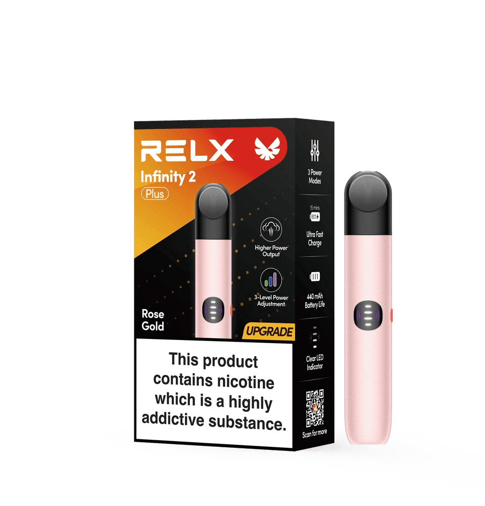 Relx flavours Infinity 2 Plus Rose Gold device side view