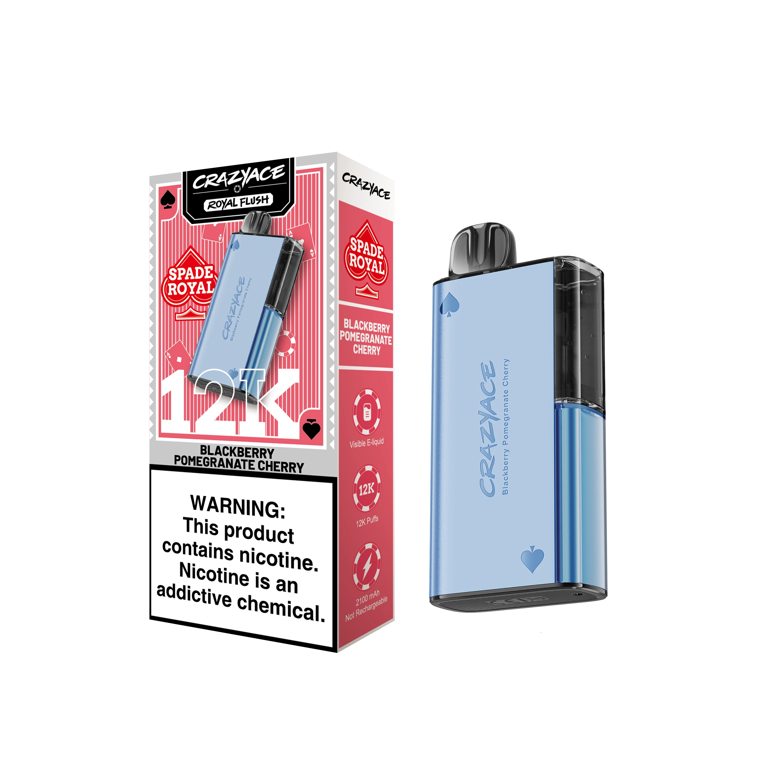Crazyace Royal Flush 12k Puffs - Blackberry Pomegranate Cherry Crazyace Royal Flush 12k Puffs - Blackberry Pomegranate Cherry